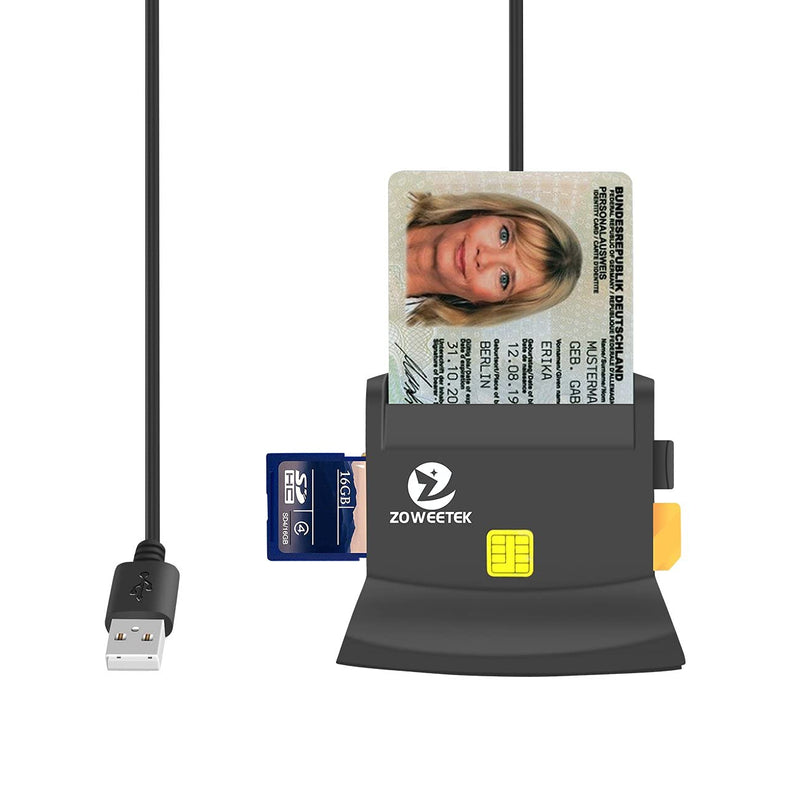 Zoweetek Multi-Function CAC Card Reader, Can Read DOD Military Common Access Smart Card, ID Card, SD, SDHC, SDXC, Micro SD/T-Flash, MMC, Micro SDHC, Micro SDXC and SIM - LeoForward Australia