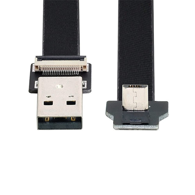  [AUSTRALIA] - 2.0M Up Angled USB 2.0 Type-A Male to Micro USB 5Pin Male Data Flat Slim FPC Cable for FPV & Disk & Phone 2.0M