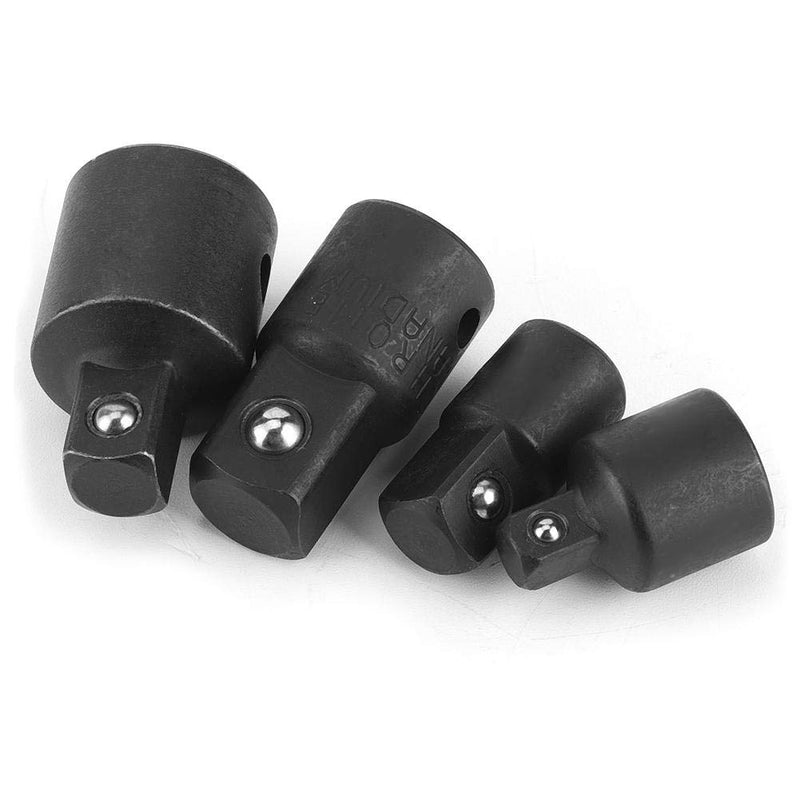 Hand Tool Set,4pcs 1/4in 3/8in 1/2in Electric Wrench Sleeve Adapter Converter Chrome-Vanadium Steel Drive Socket Joint(Black) Black - LeoForward Australia