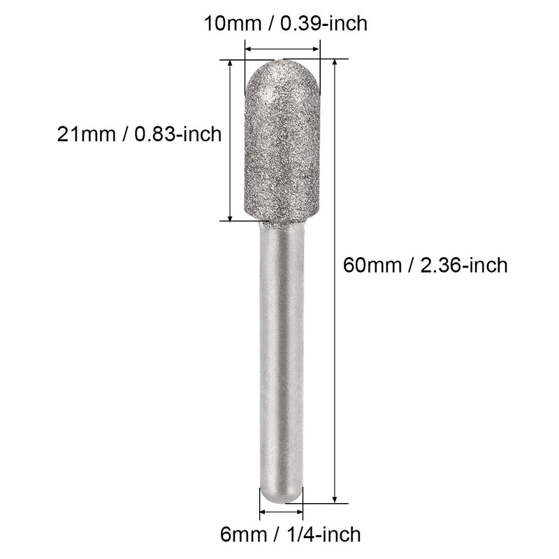 uxcell Diamond Burrs Bits Grinding Drill Carving Rotary Tool for Glass Stone Ceramic 120 Grit 1/4" Shank 10mm Cylinder Ball Nose 5 Pcs - LeoForward Australia