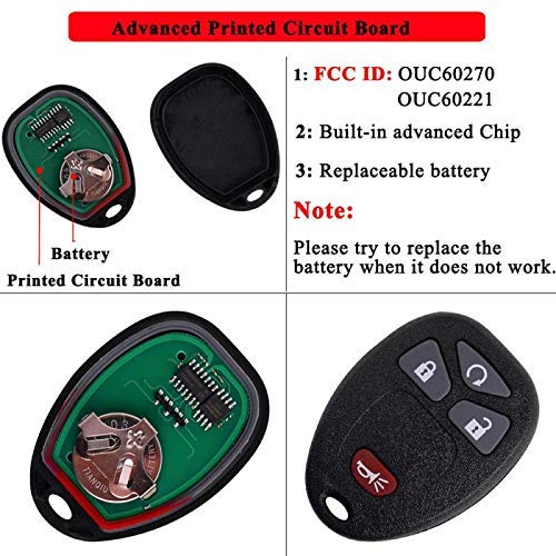  [AUSTRALIA] - SaverRemotes Key Fob Compatible for 2007 2008 2009 2010 2011 2012 2013 Chevy Silverado 1500 2500 3500 Keyless Remote Replacement for OUC60270 OUC60221