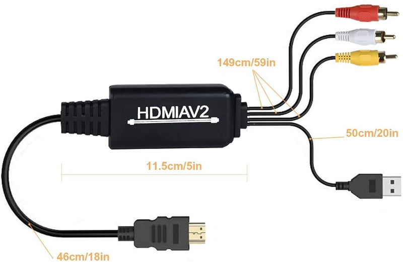  [AUSTRALIA] - DIGITNOW! HDMI to RCA Converter, HDMI to RCA Cable Adapter, 1080P HDMI to AV 3RCA CVBs Composite Video Audio Supports NTSC for PC, Laptop, HDTV, DVD, VHC VCR