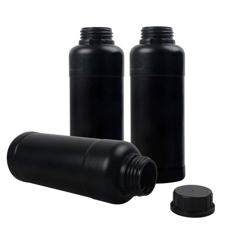  [AUSTRALIA] - 3X 500ml Darkroom Chemical Storage Bottles with Caps Film Photo Developing Processing Equipment (Black) black