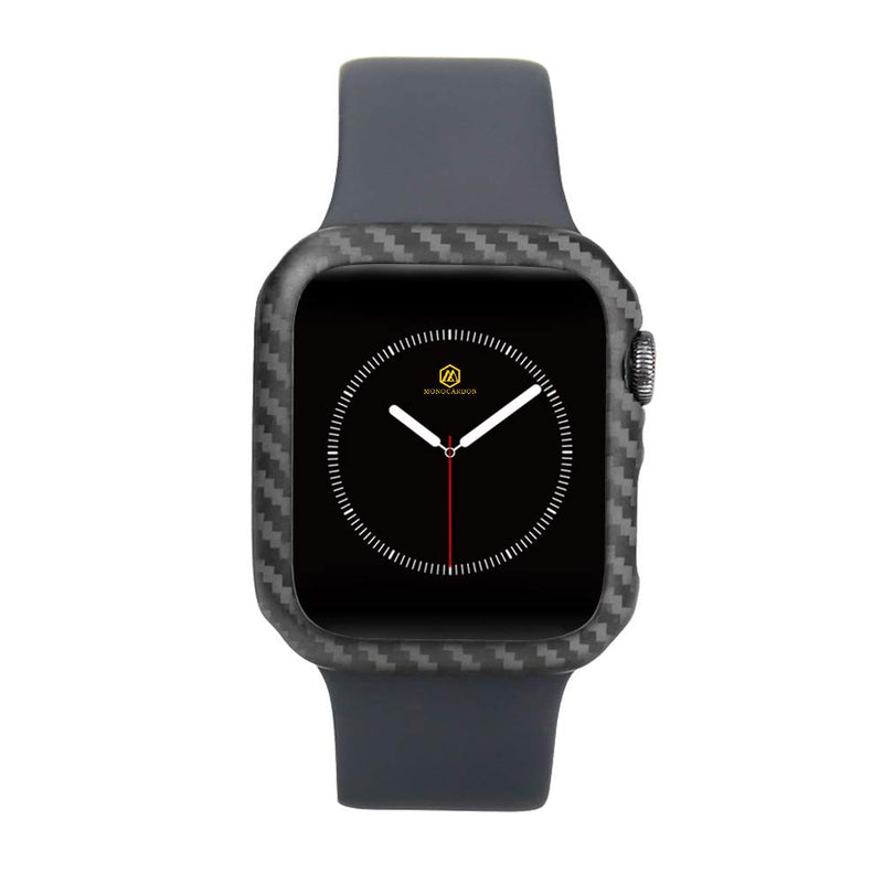 MONOCARBON Slim Genuine Carbon Fiber Case Compatible with Apple Watch 44mm Series 6/SE/5/4 Carbon Fibre Cover with Snug Fitment - Weight 0.7g - Thickness 0.6mm - Matte Finish Matte Black - LeoForward Australia