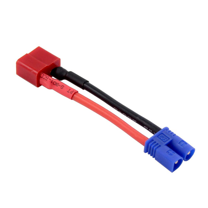  [AUSTRALIA] - OliRC 4pcs EC2 Male to T-Plug Deans Style Female Connector Adapter with 5cm 2in 16awg Wire(C36-4)