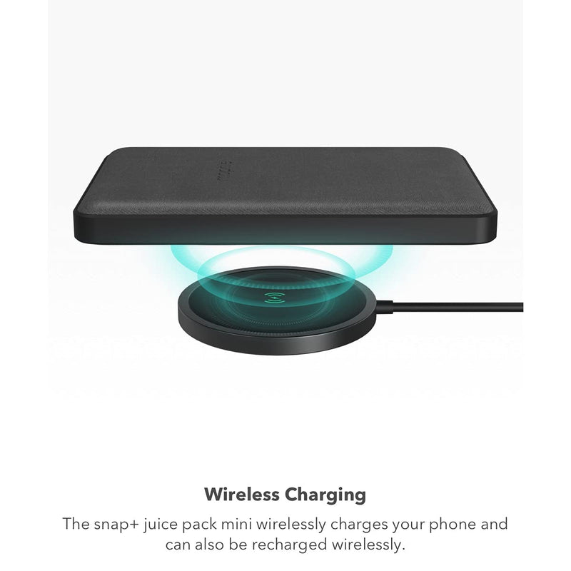  [AUSTRALIA] - mophie snap+ juice pack mini - Magnetic and portable wireless charger containing a 5,000mAh internal battery. - Black