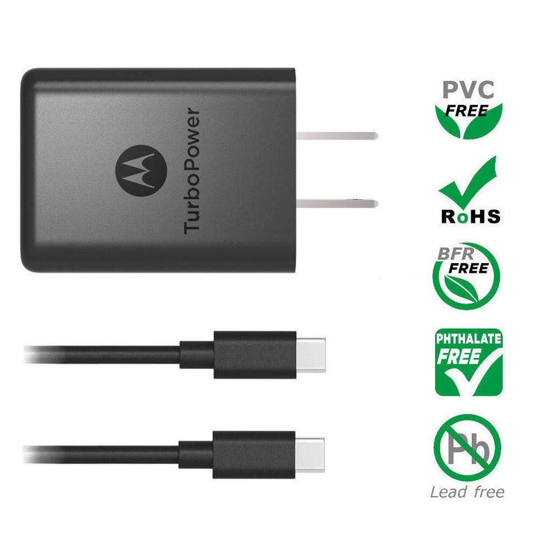  [AUSTRALIA] - Motorola TurboPower 27 PD Charger w/ 3.3ft (1m) USB-C to C cable for Moto Z/Z2/Z3/Z4/X4/G7/G7 Play/G7 Plus/G7 Power/G6/G6 Plus[Not for G6 Play]- Power Delivery (Retail Box) 3.3ft cable