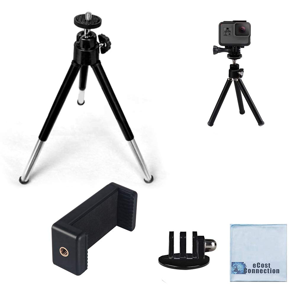  [AUSTRALIA] - eCostConnection 7" Extendable Mini Tripod + Universal Smartphone Mount + Universal Mount for All GoPros & Microfiber Cloth c)Tripod + Mount + Mount for GoPro