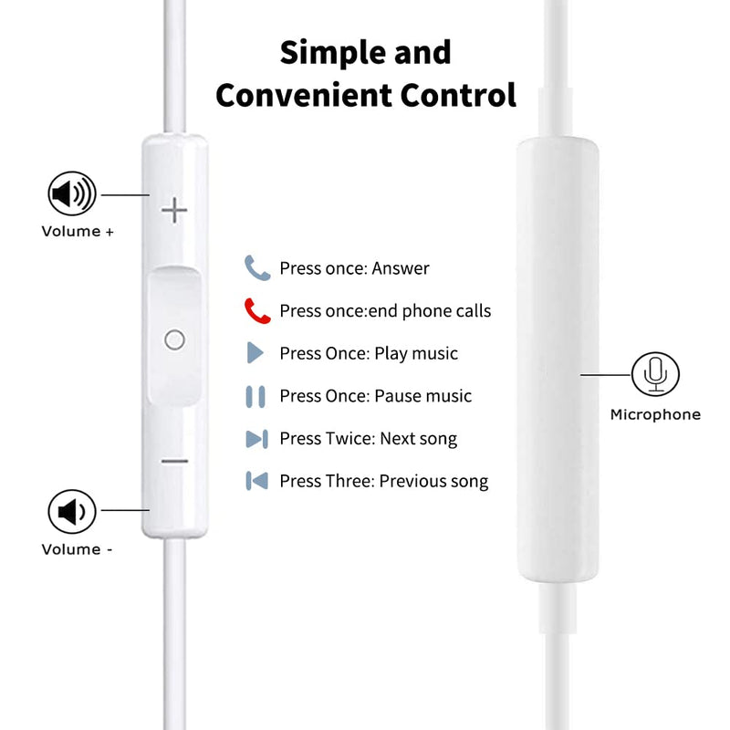  [AUSTRALIA] - 2 Packs Apple Wired Headphones Earbuds with Microphone,in-Ear Earphones Volume Control[Apple MFi Certified] Headphones Compatible with iPhone/ipad/Android/Computer and Other 3.5mm Jack Devices White-10