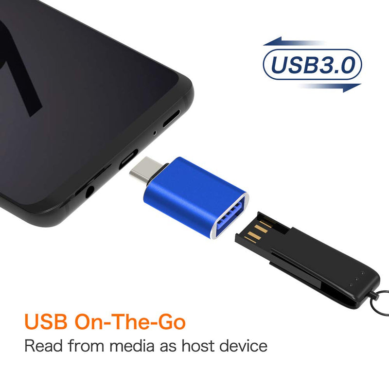  [AUSTRALIA] - USB C to USB Adapter [2-Pack], JXMOX Thunderbolt 3 to USB 3.0 OTG Adapter Compatible MacBook Pro,Chromebook,Pixelbook,Microsoft Surface Go,Galaxy S8 S9 S10 S20 Plus,Note 8 9,Pixel 2 3(Blue) Blue