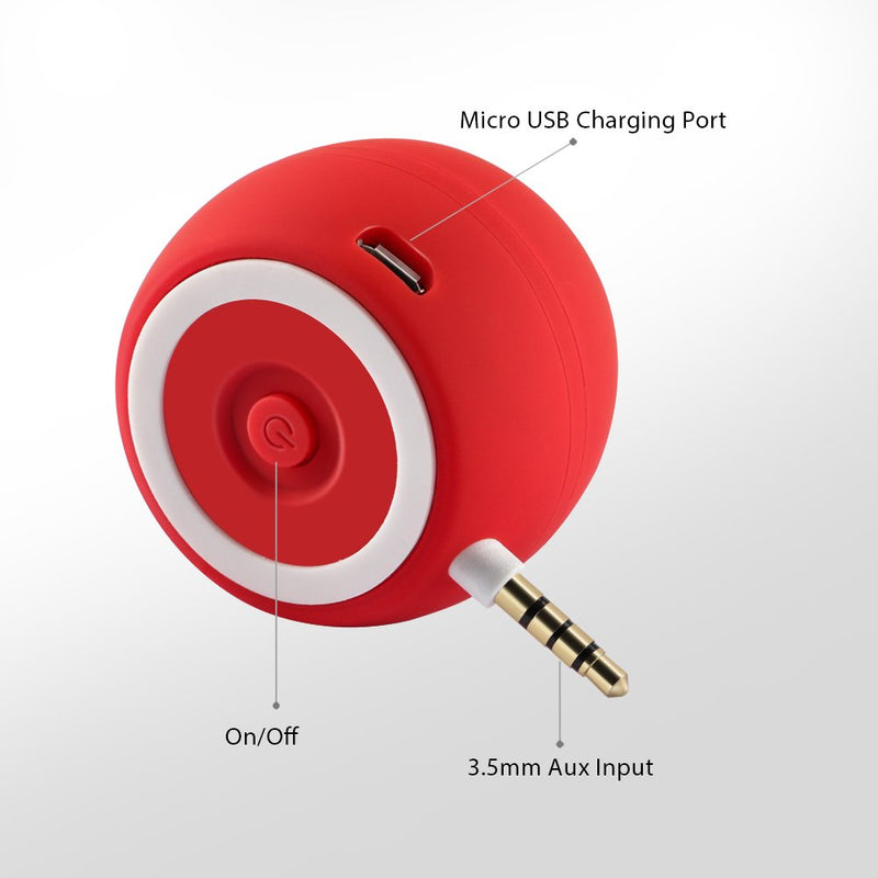  [AUSTRALIA] - Portable Mini Speaker for iPhone/iPad/iPod/Tablet, 3W Cellphone Speaker with 3.5mm Aux Input, Clear Loud Sound in Compact Golf Size Body (Passion Red)