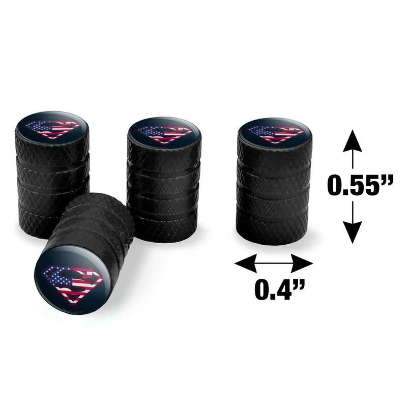 Graphics and More Superman USA American Flag Shield Logo Tire Rim Wheel Aluminum Valve Stem Caps Black - LeoForward Australia