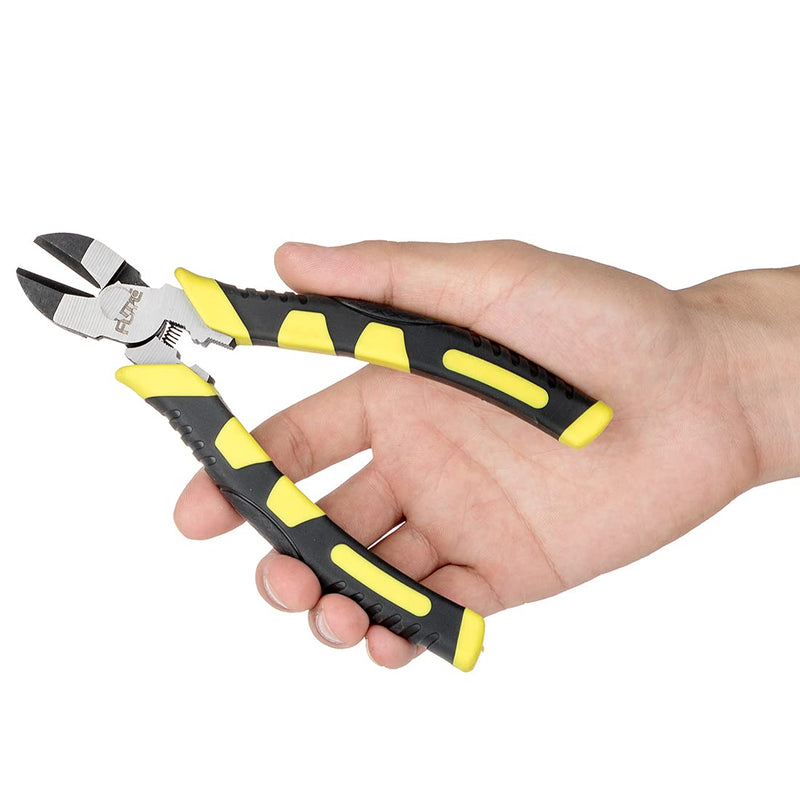  [AUSTRALIA] - 6 inch Wire Cutters Heavy Duty,Diagonal Cutting Pliers with Spring-loaded Mechanism Dikes,Chrome Vanadium Steel Forged Side Cutters with Crimping Design 6" Diagonal Cutting Pliers