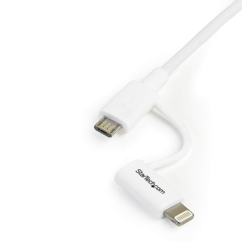 StarTech.com 1m (3ft) Apple Lightning or Micro USB to USB Cable for iPhone / iPod / iPad - White - Apple MFi Certified (LTUB1MWH) - LeoForward Australia