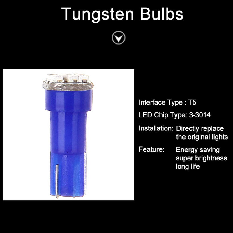  [AUSTRALIA] - cciyu 20 Pack Blue T5 Wedge 3-3014 SMD LED 74 37 286 18 Dashboard Gauge Light Bulbs 12V w/Twist Socket