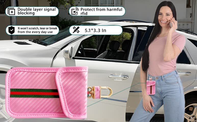  [AUSTRALIA] - 2 Pack Faraday Bag for Car Key Fob,Carbon Fiber Fabric Car Key RFID Signal Blocking Pouch Keyless Signal Block Key Case for Car Security Anti-Theft Remote Entry Smart Fob Protection