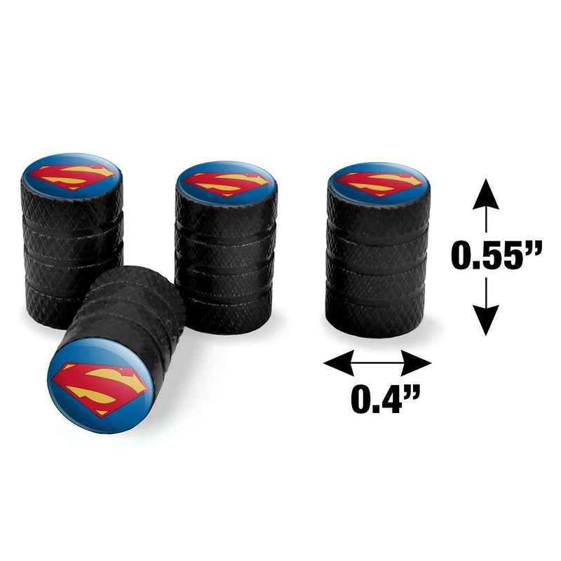 Graphics and More Superman New 52 Shield Logo Tire Rim Wheel Aluminum Valve Stem Caps Black - LeoForward Australia