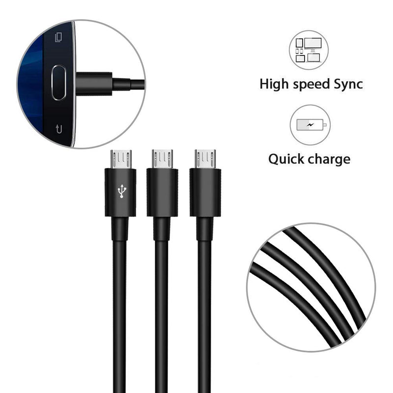 Duttek USB to Micro USB Splitter Cable, 3 in 1 USB 2.0 A Male to Three Micro USB Male 1 to 3 Sync Charging Cable Adapter Cord (25CM/10 Inch) - LeoForward Australia