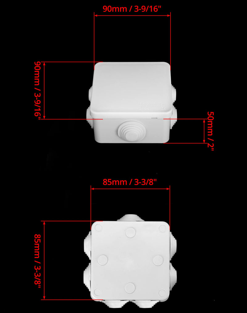  [AUSTRALIA] - QWORK Pack of 2 surface-mounted junction boxes, junction boxes, waterproof, dustproof, IP65, ABS plastic, universal electrical project housing, white, 85 x 85 x 50mm