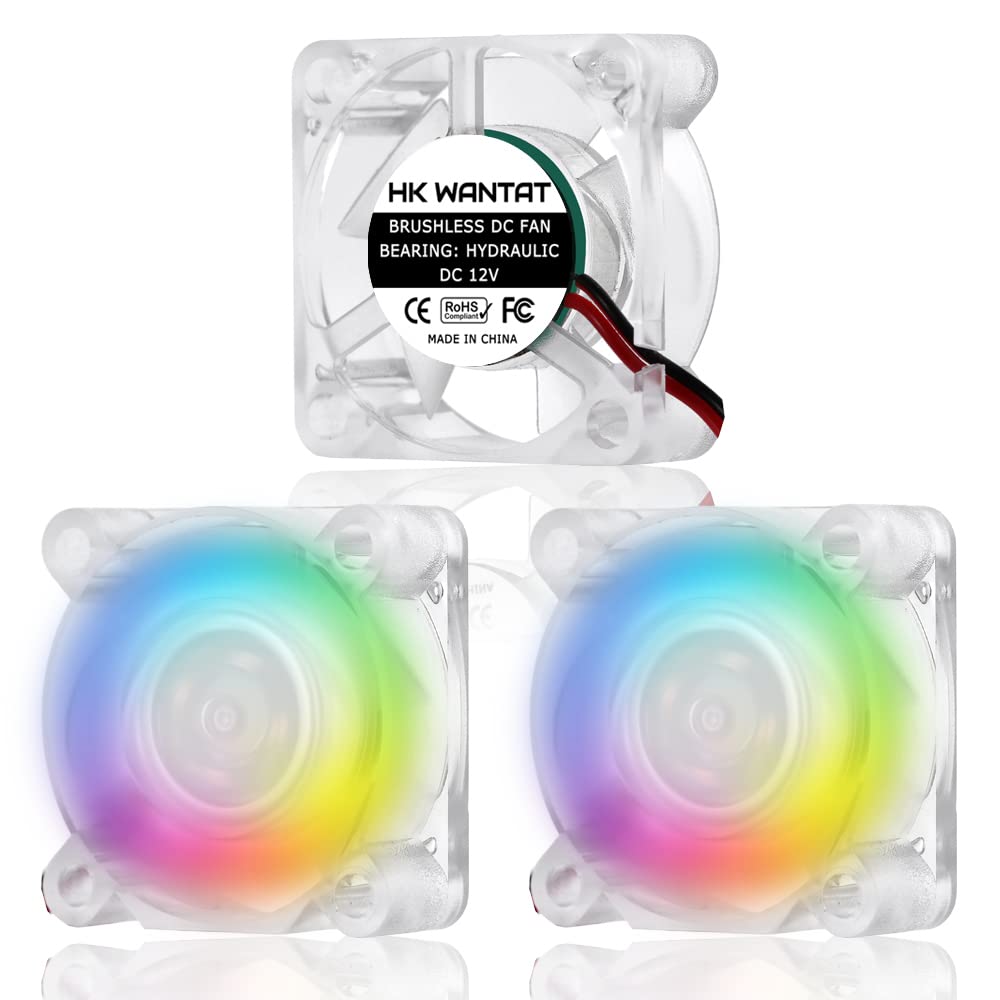  [AUSTRALIA] - 3Pcs HKWANTAT Hydraulic Bearings Brushless DC Cooling 30mm RGB Fan 12v 3010 30x30x10mm 2-Pin 12V-RGB