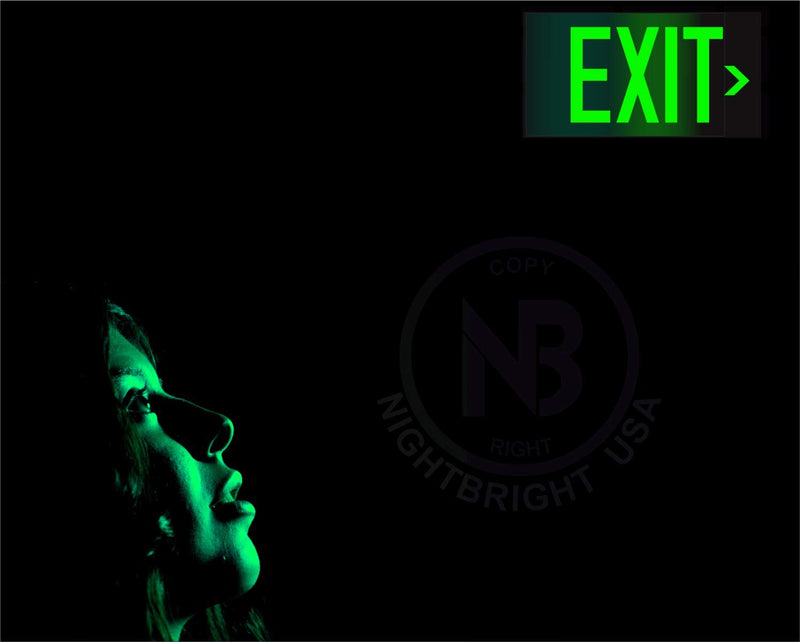  [AUSTRALIA] - Photoluminescent Exit Sign Green - Aluminum Code Approved UL 924 / IBC / NFPA 101 | NightBright USA Part Number ULG-050