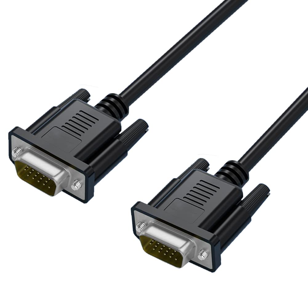  [AUSTRALIA] - VGA Cable, VGA to VGA Monitor Cable 6 Feet Male to Male Cord 1080P Full HD High Resolution for TV Computer Projector-Black 6ft cable connector 1