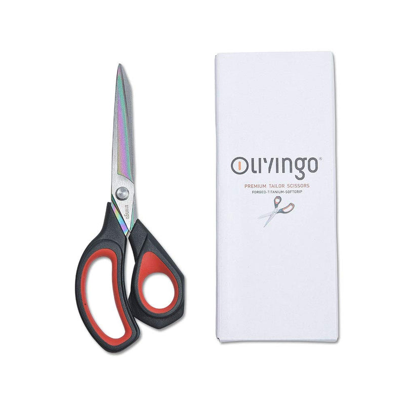  [AUSTRALIA] - LIVINGO Premium Tailor Scissors Heavy Duty Multi-Purpose Titanium Coating Forged Stainless Steel Sewing Fabric Leather Dressmaking Comfort Grip Shears Professional Crafting (8.5 INCH) Black/Red 8.5"