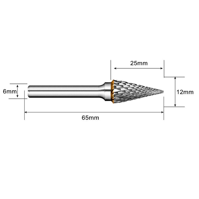 Carbide Burr KangTeer 12mm Dia 1/4" Shank Cone Shape Double Cut Tungsten Carbide Rotary File Cutting Burs Tool Rotary Drill Die Grinder Bits (M(1/4,12mm)) M(1/4,12mm) - LeoForward Australia