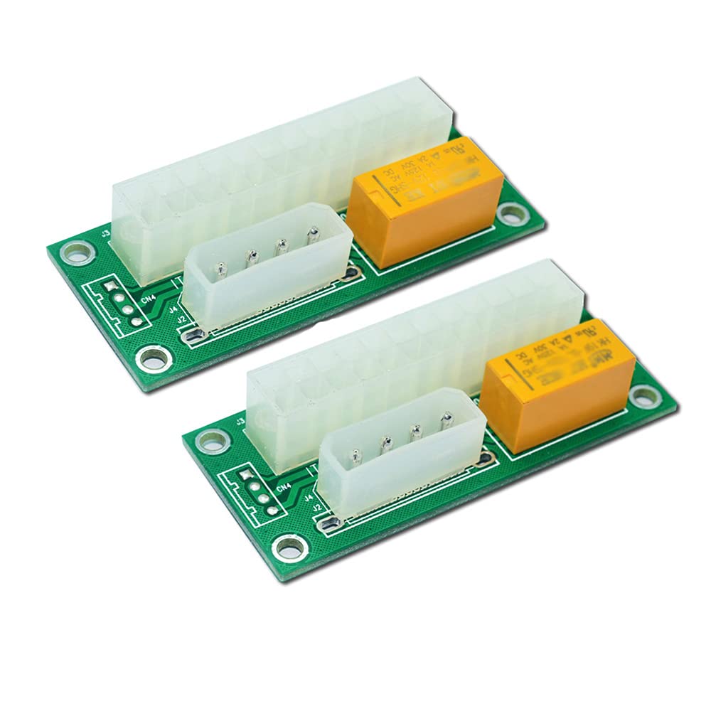  [AUSTRALIA] - 2 Pack Dual PSU Adapter Jumper Multiple Power Supply Sync Starter Card Connector add2psu ATX 24 pin to Molex 4Pin(2pcs)