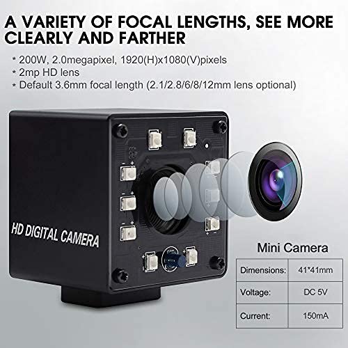  [AUSTRALIA] - 2MP Night Vision Webcam HD 1080P 100fps USB Camera with 1/2.7" CMOS OV2710,3.6mm Lens Monitor Infrared Web Camera with IR Cut and 10PCS Led Board USB Camera,Webcam for Linux,Windows,Android,Mac