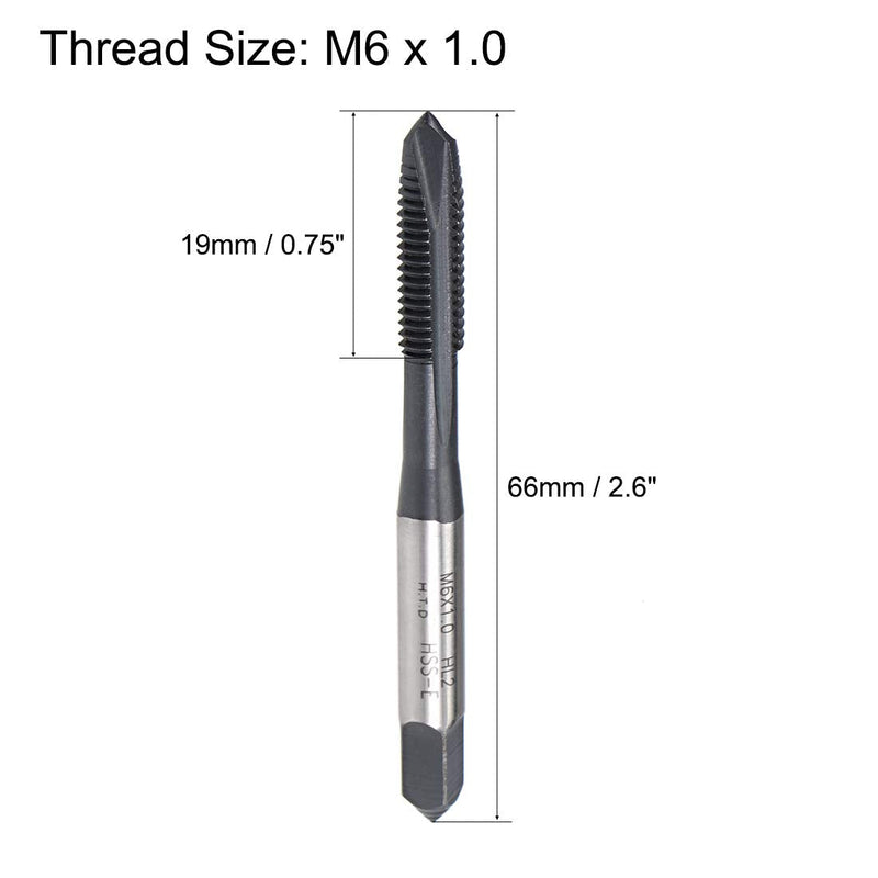  [AUSTRALIA] - uxcell M6 x 1.0 Spiral Point Threading Tap, H2 Tolerance High Speed Steel TICN Coated, Round Shank with Square End, 2pcs