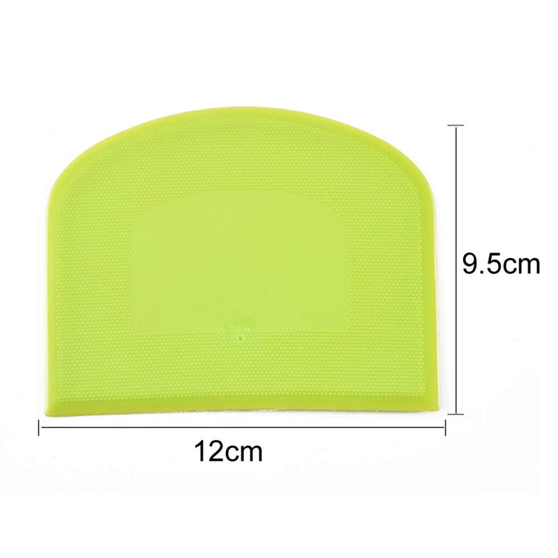  [AUSTRALIA] - lasenersm 2 Pieces Dough Scraper Bowl Scraper Food-safe Plastic Dough Cutter Flexible Plastic Scraper Bench Scraper Multipurpose Food Scrappers for Bread Dough Cake Fondant Icing, White, Green