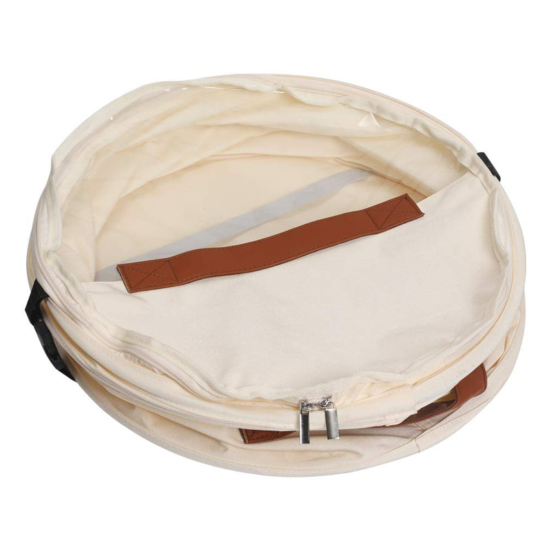  [AUSTRALIA] - Goklmn Foldable Round Hat Storage Box with Lid, Large Pop-Up Hat Storage Bag, Decorative Closet Organizer for Women and Men, Can Store Various Types of Hats, 17 Inch,Beige Beige