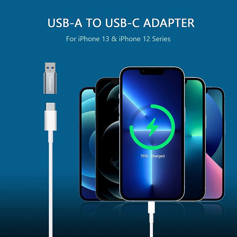  [AUSTRALIA] - USB C Female to USB Male Adapter(2 Pack),Yootech Aluminum Double-Sided USB 3.1 Gen 5Gbps Built-in IC USB A to Type C Connector,Compatible with　iPhone 13/13 Mini/13 Pro/13 Pro Max/12/11,Type-C Earphone