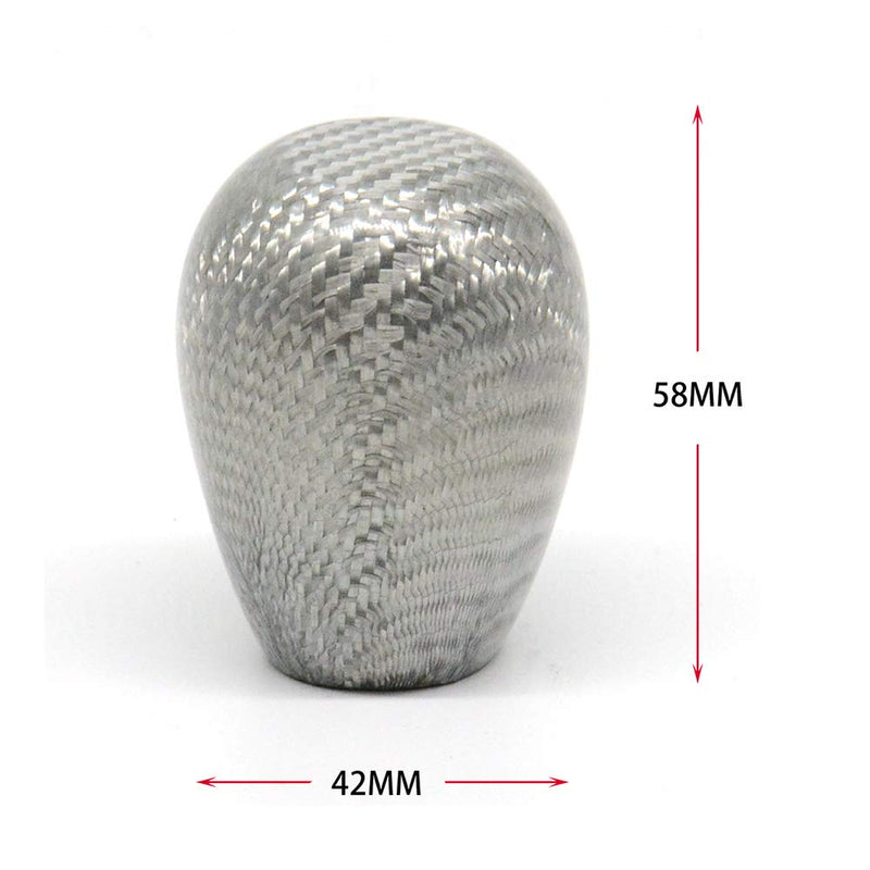  [AUSTRALIA] - Tasan Racing Universal Oval Ball Type Gear Shift Knob with 3 Adapters Gear Shifter Level Carbon Fiber Style Silver