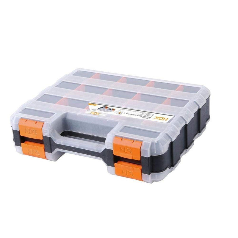  [AUSTRALIA] - HDX 320028 34-Compartment Double Sided Organizer with Impact Resistant Polymer and Customizable Removable Plastic Dividers,Black/Orange Black/Orange