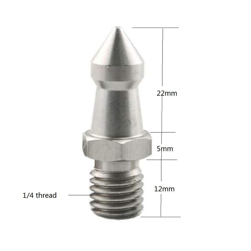  [AUSTRALIA] - PZRT 1 Piece 1/4 Inch Stainless Steel Foot Screw Camera Tripod Spikes Replacement Part for Monopod Tripod