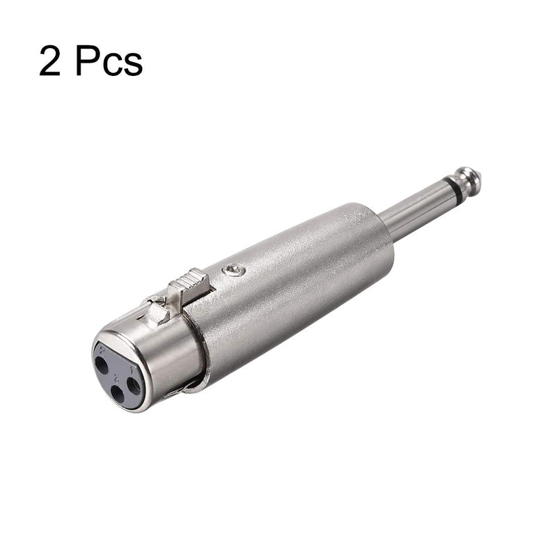  [AUSTRALIA] - uxcell XLR Female to 1/4inch Male TRS Adapter Gender Changer XLR-M to 6.35mm Mono Coupler Adapters for Microphones Mono Plug in Audio Connector Mic Plug 2pcs