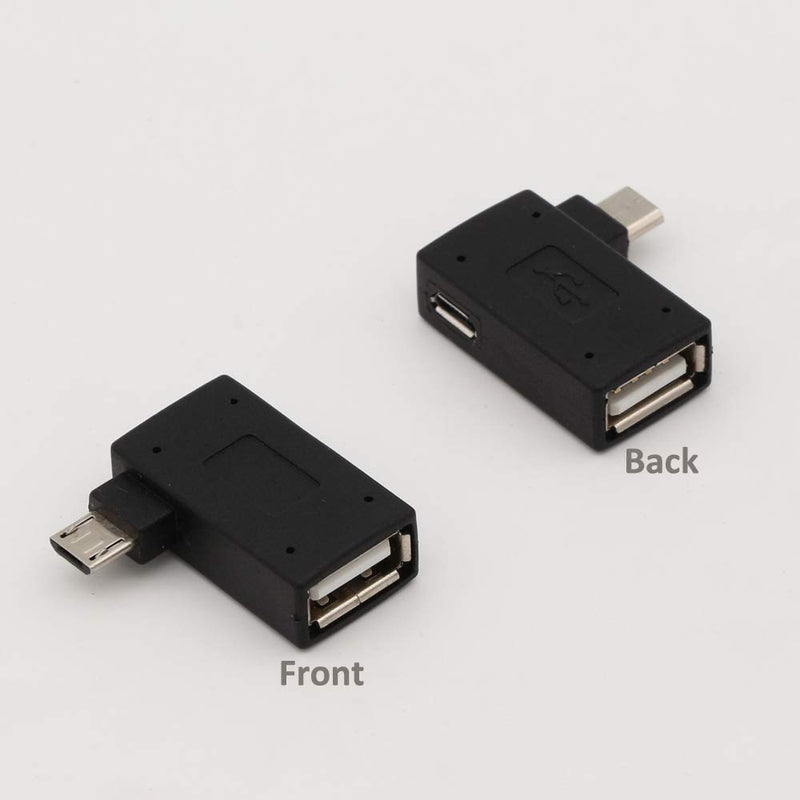  [AUSTRALIA] - AuviPal 2-in-1 Powered Micro USB OTG Adapter 90 Degree Left Angled for PlayStaion Classic, Raspberry Pi Zero, Chromecast, Android Smart Phone or Tablet - 2 Pack