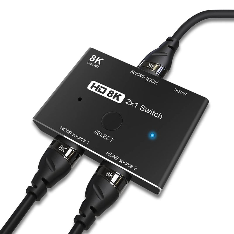  [AUSTRALIA] - CABLEDECONN HDMI 2.1 Ultra HD 8K High Speed 48Gbps Directional Switch Adapter 2in 1out 8K@60Hz 4K@120Hz Converter Compatible with Xbox PS5 Projectors Monitors