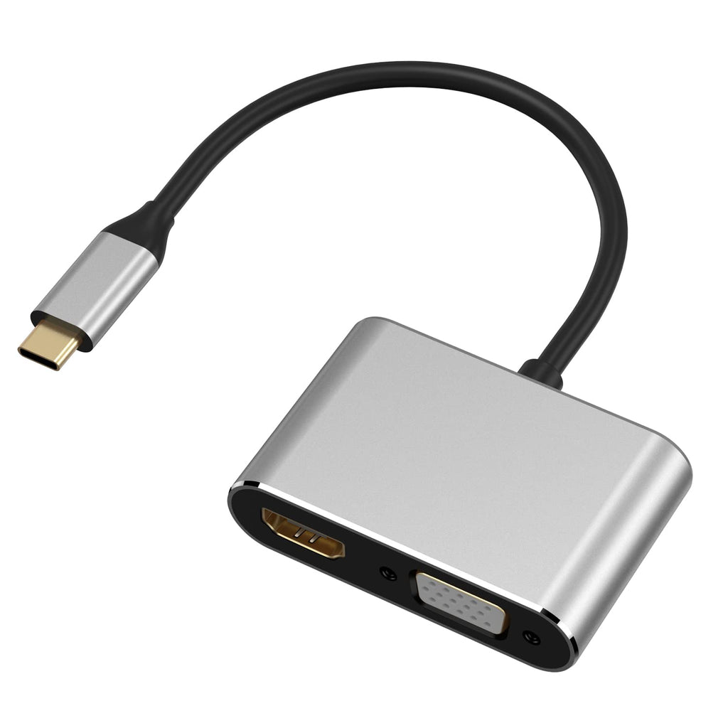  [AUSTRALIA] - USB C to HDMI VGA Adapter, Chosure USB Type C to VGA HDMI Splitter Converter Thunderbolt 3 Dual HDMI VGA Adapter for MacBook Pro/iPad Pro /Air 2020 2019 2018,Dell XPS 13/15,Surface Pro, Galaxy S20