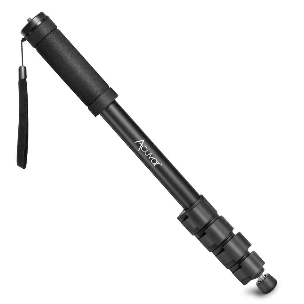  [AUSTRALIA] - Acuvar 62" Inch Monopod with Integrated Safety Strap and 4 Section Extending Pole for All Digital Cameras, DSLR, Mirrorless, Compact Cameras