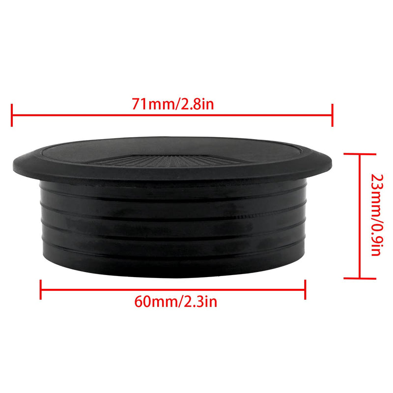  [AUSTRALIA] - Lovelysp 2-3/8 inch Table Wire Cable Ring Hole Cover for Office PC Desk Cable Cord Organizer Plastic Cover (Open Hole 60mm Wire Box Black)-4PCS