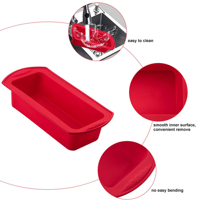  [AUSTRALIA] - 2 pack Silicone Bread and Loaf Pans - Non-Stick Silicone Baking Mold for Homemade Breads, Cakes, Meatloaf -Red