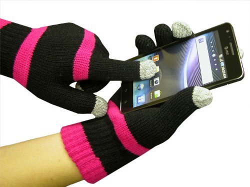 Boss Tech Products, Inc. Knit Touchscreen Gloves with Three Conductive Fingertips per Hand for Touchscreen Electronic Devices - Retail Packaging - Gray PINK SNOW - LeoForward Australia