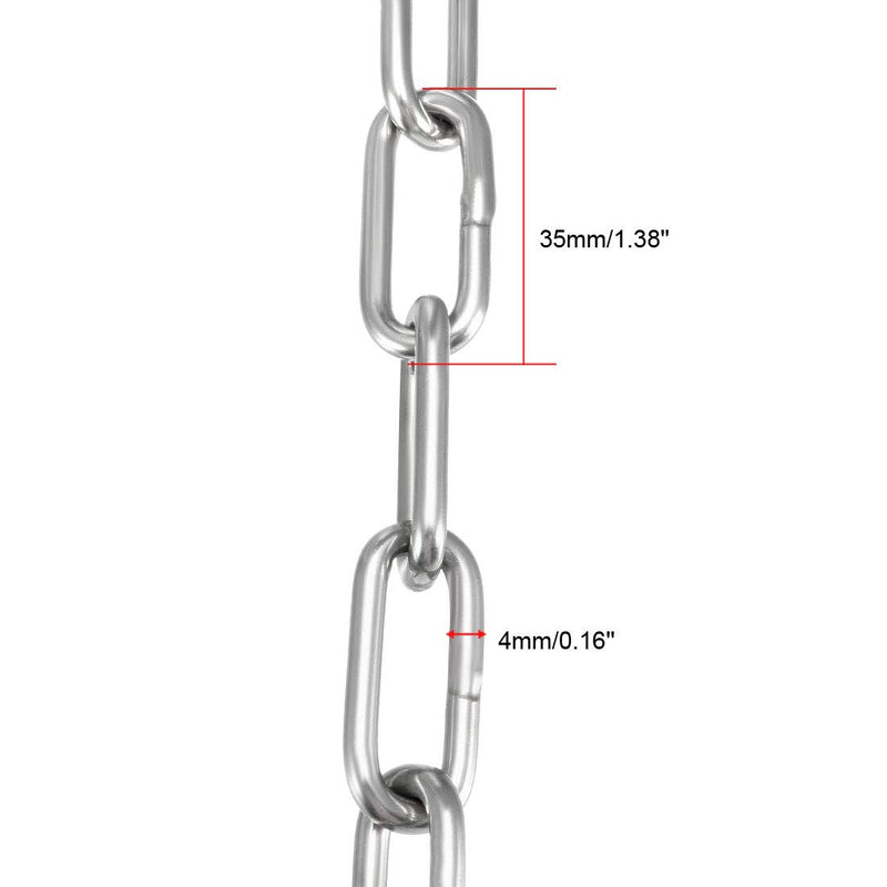  [AUSTRALIA] - uxcell Stainless Steel 304 Hardened Proof Coil Chain 1m Length 4mm Thickness Zinc Plated 1 Meters