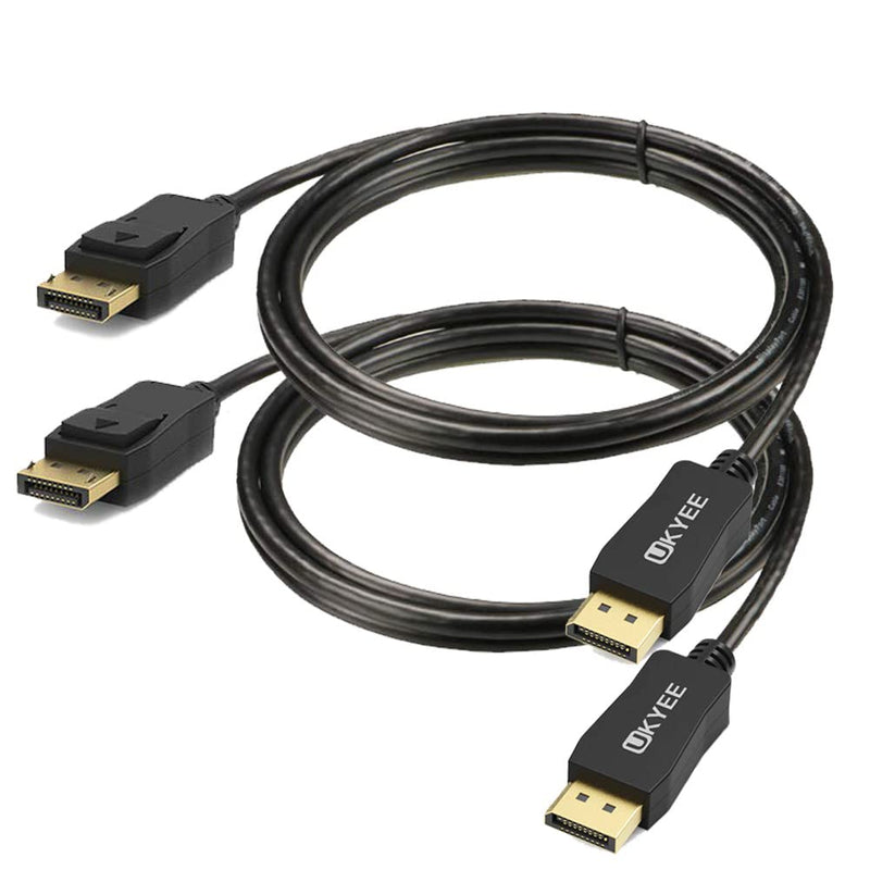  [AUSTRALIA] - UKYEE DisplayPort Cable 6ft 2-Pack, Monitor Cable (Display Port) DP to Displayport 1.2 Cord 6 feet Compatible with DP 1.1/1.2 Supports 1440P@144HZ,2K@144Hz, 4K@60Hz-Black,Gold Plated Black