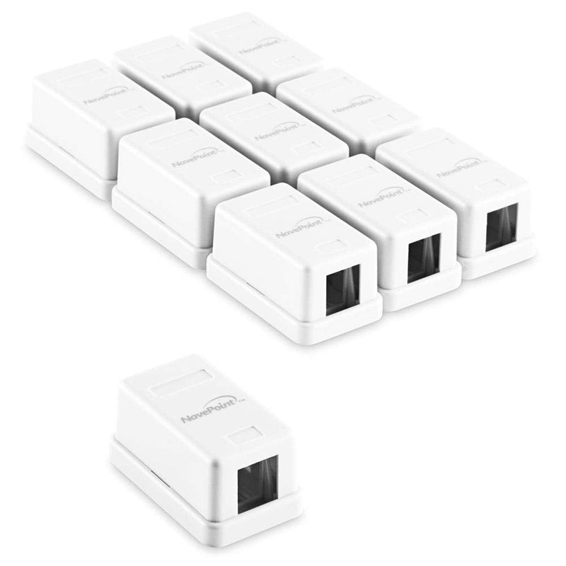  [AUSTRALIA] - NavePoint Keystone Jack Surface-Mount Box 1-Port White, 10-Pack