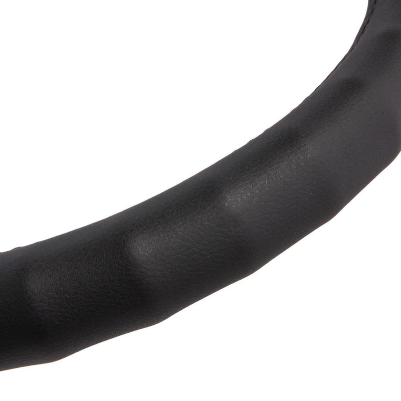  [AUSTRALIA] - BDK Ergonomic Non-Slip Grip Genuine Leather Car Steering Wheel Cover (Black/Small Size 13.5 to 14.5") Small (13.5 - 14.5) Black