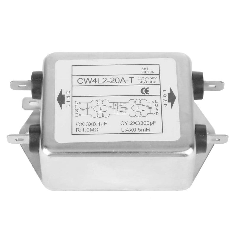  [AUSTRALIA] - Line Filter 230V, Power Emi Filter 20A, CW4L2-20A-T, Line Filter Single Phase Filter, EMI Power Filter, 115V/250V 20A 50/60Hz, Electromagnetic Interference Filter